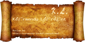 Körmendy Lóránt névjegykártya