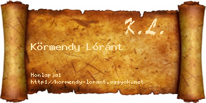 Körmendy Lóránt névjegykártya